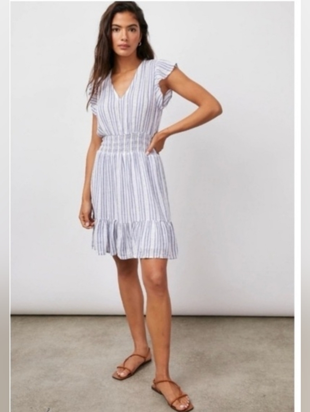 Rails Tara Catalina Blue Stripe Linen Blend Summer Coastal Classic Preppy Dress